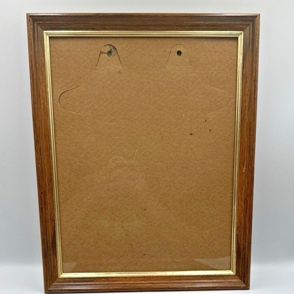 Vintage Wood Picture Frame Brown Gold Tone 16x13 Wall Decor